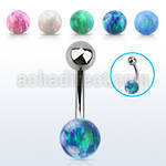 bnop8 316l steel belly banana w lower 8mm synthetic opal ball