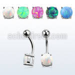 bnrdo steel belly banana w 7mm prong set round synthetic opal