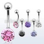 bnrdz8 316l steel casting belly banana with prong cz stone