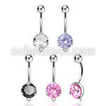 bnrdz8h steel casting belly banana w cz hoop for danglings