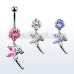 bnrz103 casted steel cz belly banana w fairy design w cz wings