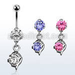 bnrz10 casted steel cz belly banana w small dolphin design w cz