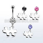 bnrz615 casted steel cz belly banana w autism awareness symbol