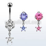 bnrzs6 casted steel cz belly banana w 6mm prong set star cz 