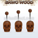 bnsask steel belly banana w hand carved sawo wood skull