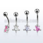 bnstz 316l steel belly banana w 8mm star prong cz ball