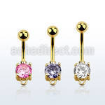 bntczh gold anodized steel belly banana w cz stone w hoop