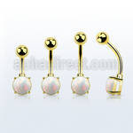 bntrdo gold plated steel belly banana w 7mm prong set round opal