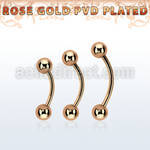 bnttb5 rose gold steel eyebrow banana w 2 5mm balls