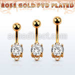 bnttczh rose gold belly banana w round cz hoop for dangling