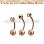 bnttfo6 rose gold steel belly banana w 6mm frosted steel ball