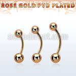 bntts rose gold steel belly banana with 5mm 6mm balls