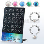 board 30 steel ball closure ring 6mm w 3mm disk with opal