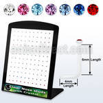 board w 120 acrylic nose studs w 1.5mm color crystals