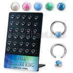board w 30 steel ball closure ring w 4mm disk with opal