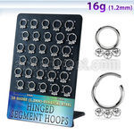 board w steel hinged segment rings 16g clear crystals