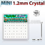 box silver nose scews w 1.2mm clear prong set crystals