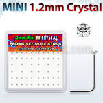 box silver nose studs w 1.2mm clear prong set crystals