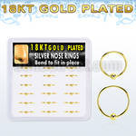 box w 18 of gold plated silver nose hoops w a single ball