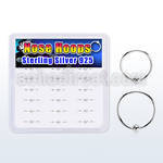box w 18 pcs. of 925 silver nose hoops w a single ball