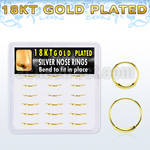 box w 18 pcs. of gold plated silver endless nose hoops