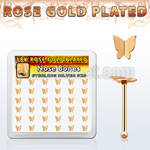 box w 36 rose gold plated silver nose bones w butterfly