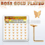 box w 36 rose gold plated silver nose studs w butterfly
