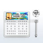 box w 52 steel nose bones w 2mm bezel set crystals tops 