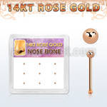 box w 9 14kt rose gold nose bones, 22g w 1.5mm ball top