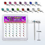 box w silver bend it nose stud w sperm shape crystal top