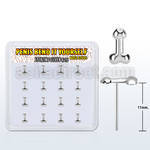 box w silver bend it nose studs, 22g w penis shape top