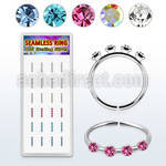 box w silver seamless nose hoop w 4 color 1.5mm crystals 