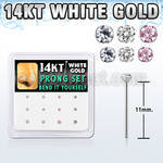 box w white 14kt gold bend it nose stud w 1.5 & 2 mm cz