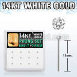 box w white 14kt gold bend it nose stud w 1.5mm clear cz
