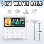 box w white 14kt gold bend it nose studs w mix shaped czs