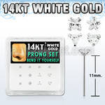 box w white 14kt gold bend it nose studs w prong set czs