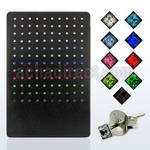 br067 silver earstud with square assorted colored crystal top