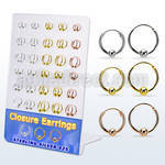 br410m board w gold silver ball closure earring 16 3 4mm ball