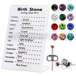 br943 silver birth stone earstuds with 1 5mm round crystal top