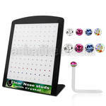 brac14 board of clear acrylic nose stud with round crystal top