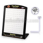 brac21 display w 120 bio  flex nose studs w 2mm clear crystal