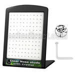 brac3 board of clear acrylic nose stud with clear crystal top