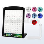 brac4 clear acrylic nose stud w assorted colored crystal top