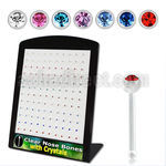 brac8 clear acrylic nose stud w assorted colored crystal top