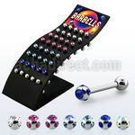 brbbc3 steel tongue barbell with multi jewel ball on the top
