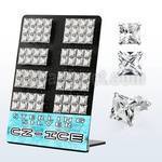 brczsq9 silver ear stud with 9 10mm prong set square cz stones