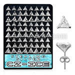 brcztr silver ear stud with clear prong set triangle cz stones
