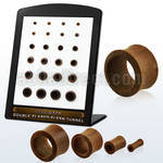 brdpwt display w 24 of teak wood double flare flesh tunnels