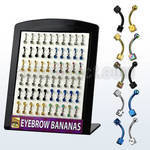 bredi anodized 316l steel eyebrow banana with 3mm dice