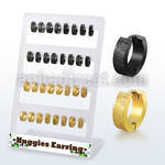 brer33 display w black and gold steel huggie w frosted effect